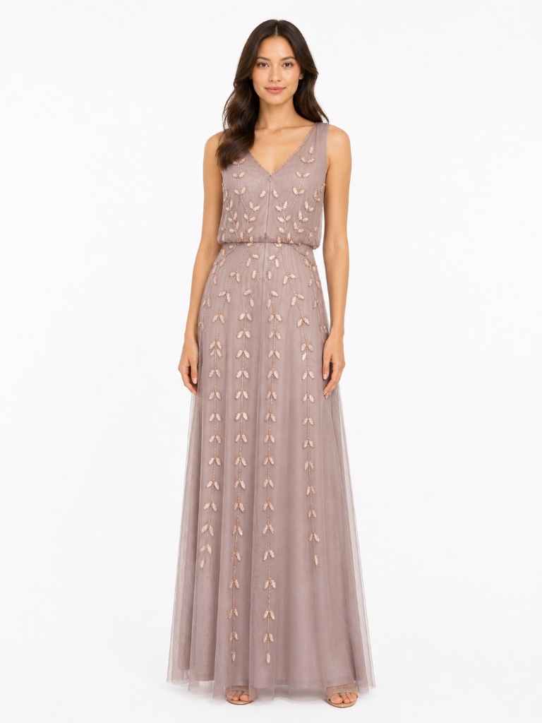 Adrianna Papell - Beaded Blouson Gown.